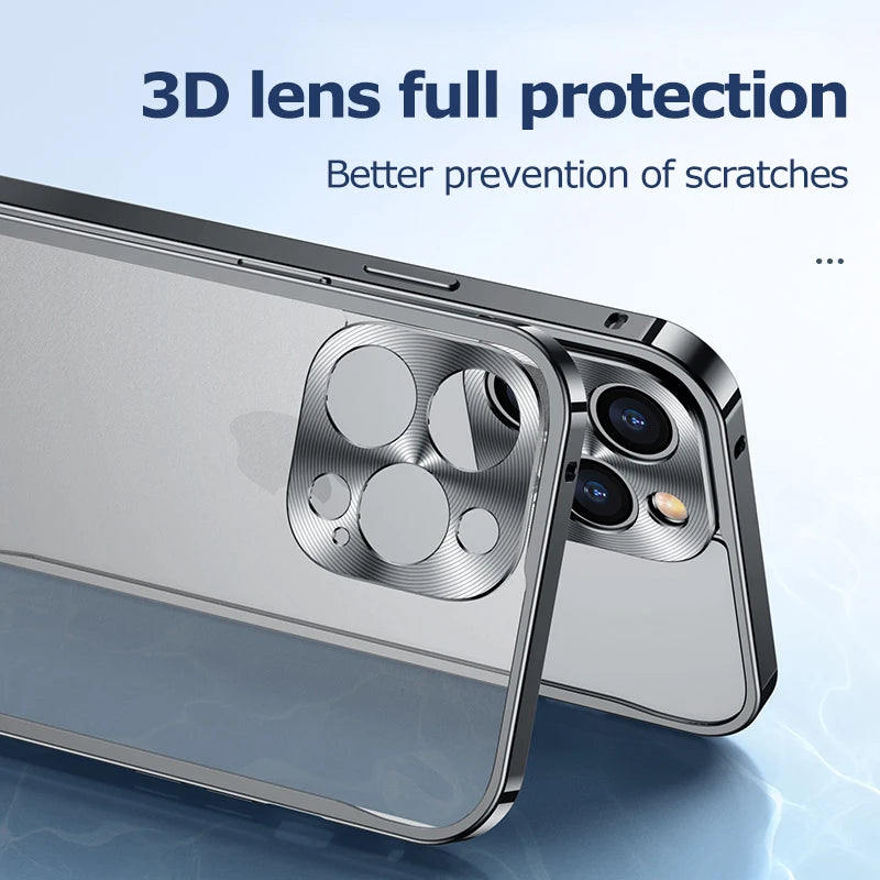 Metal Phone Cases For IPhone 12 13 14 Pro Max Cover 16 Plus Magnetic Aluminum Frame Phone Shell For Iphone 15 12 Mini 13 Pro Max