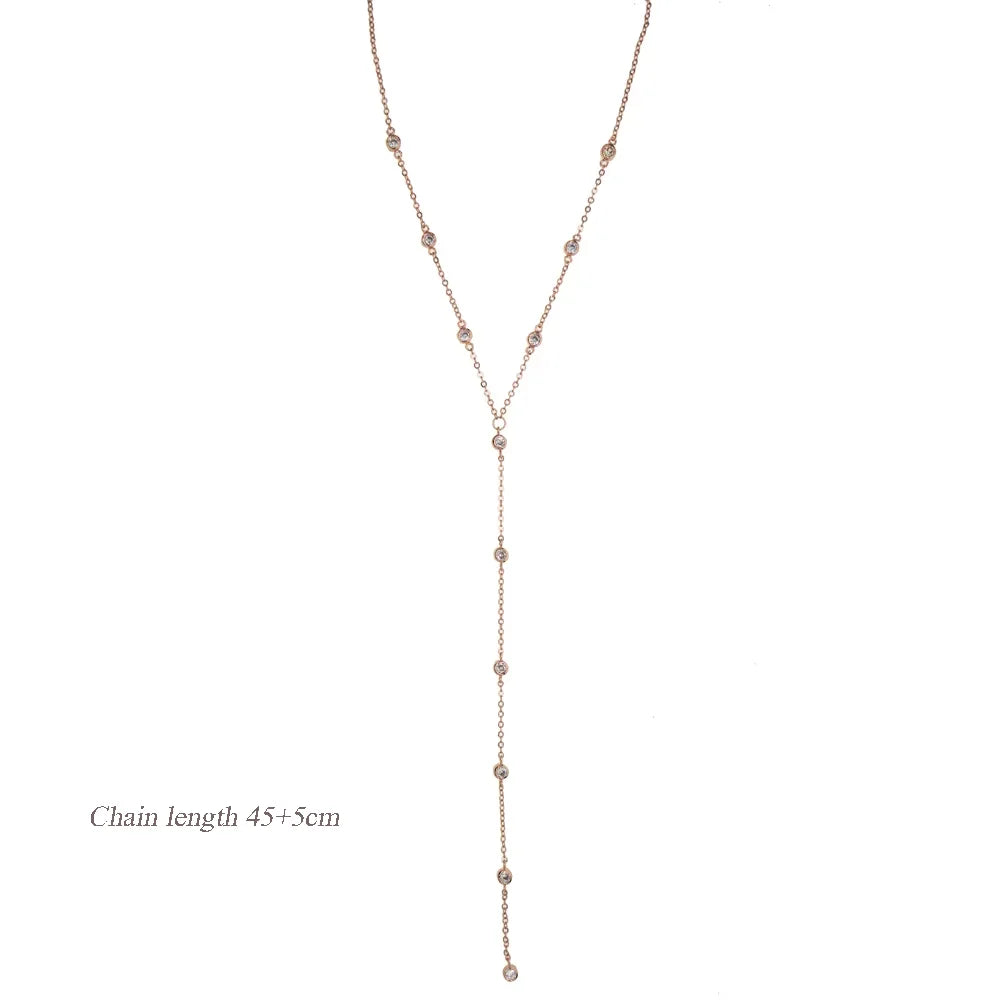 New Arrived Long Tassel With Slippy Bar Bling Round Oval Triangle CZ Setting Women Unique Bracelet Wrap One's Finger Jewelry