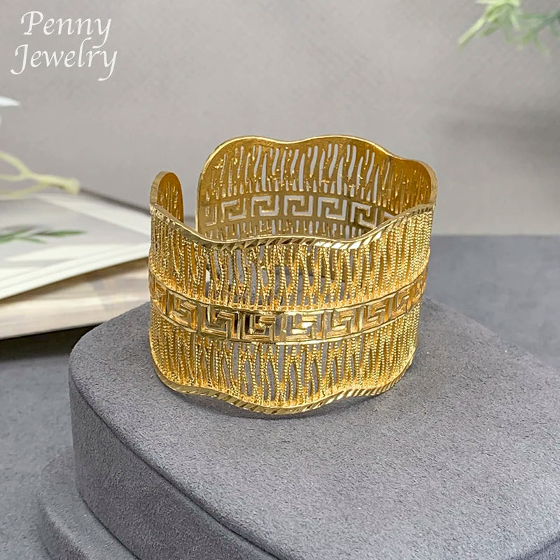 Women Bangle Bracelet Ring Sets Original Exquisite 18K Gold Plated Jewelry Set African Bridal Wedding Party Gifts Jewellery Sets