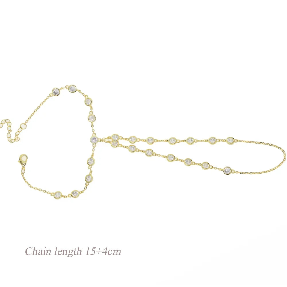 New Arrived Long Tassel With Slippy Bar Bling Round Oval Triangle CZ Setting Women Unique Bracelet Wrap One's Finger Jewelry