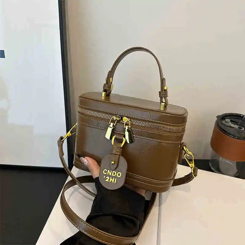 Women Fashion Tote Bucket Bags Solid Clor PU Leather Delicate Small Square Pack 2024 Trendy Female Crossbody Bag