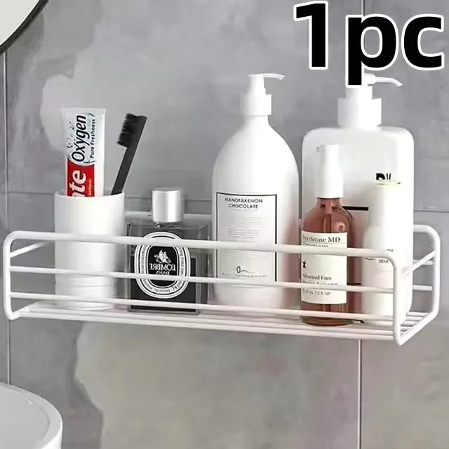 Bathroom Shelf Wall Mounted Corner Storage Shelves Shampoo Holder Iron Rack Shower Drain Basket Kitchen Accessories Organizer
