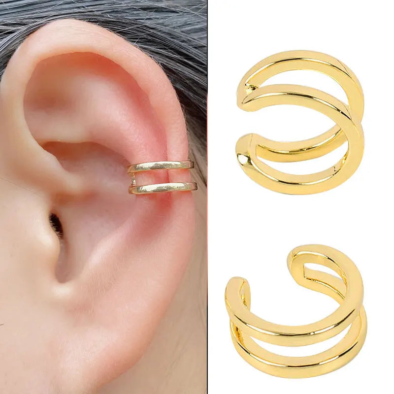 Stackable Earrings Without Ear Hole Star Wrap Clip On Earrings Earcuff for Women Ear Screen Climb Cuffs Fake Piercing One pair