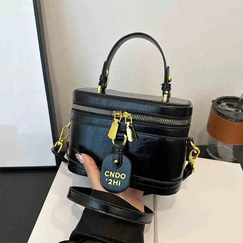 Women Fashion Tote Bucket Bags Solid Clor PU Leather Delicate Small Square Pack 2024 Trendy Female Crossbody Bag
