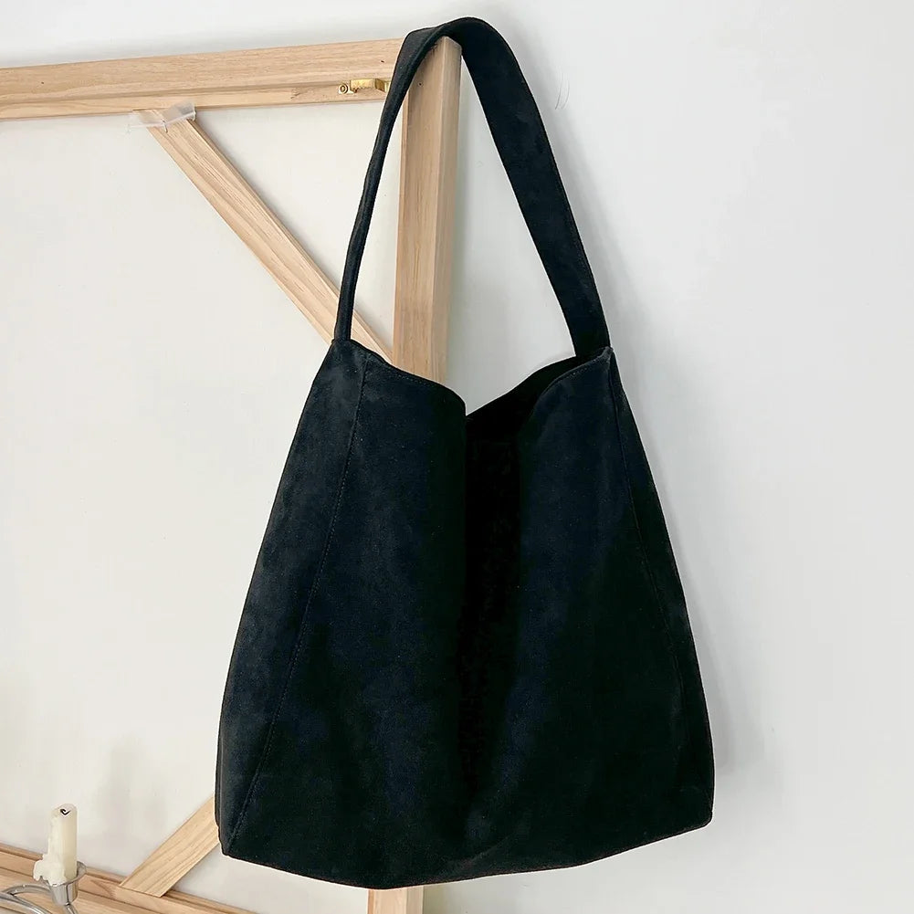Women Large Capacity Shoulder Bag Stylish Tweed Fabric Work Tote Bag Casual Handbag for Daily Office Use Solid Color Handbag