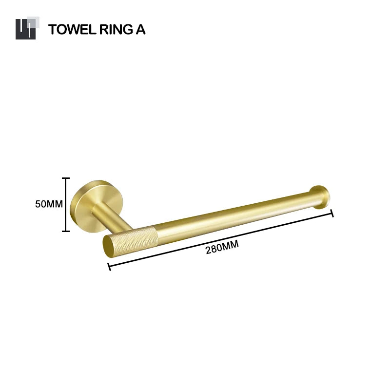 Brushed Gold Bathroom Accessories Set Hardware Kit Wall Mount Hand Towel Bar Rack Toilet Roll Paper Holder Robe Hook Hanger