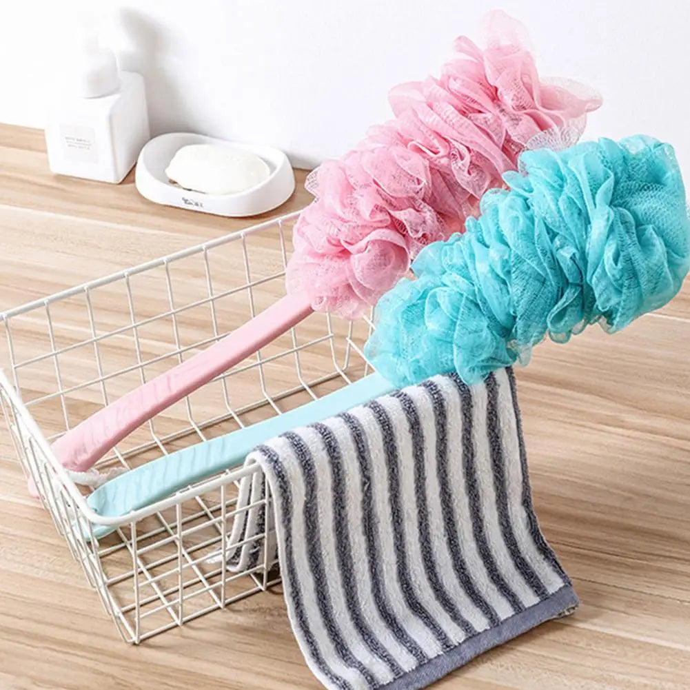 Long Handle Shower Mesh Bath Bubble Ball Loofah Body Exfoliating Brush Soft Cleaner Skin Scrub Back Brush Bathroom Supplies