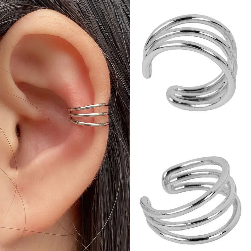 Stackable Earrings Without Ear Hole Star Wrap Clip On Earrings Earcuff for Women Ear Screen Climb Cuffs Fake Piercing One pair