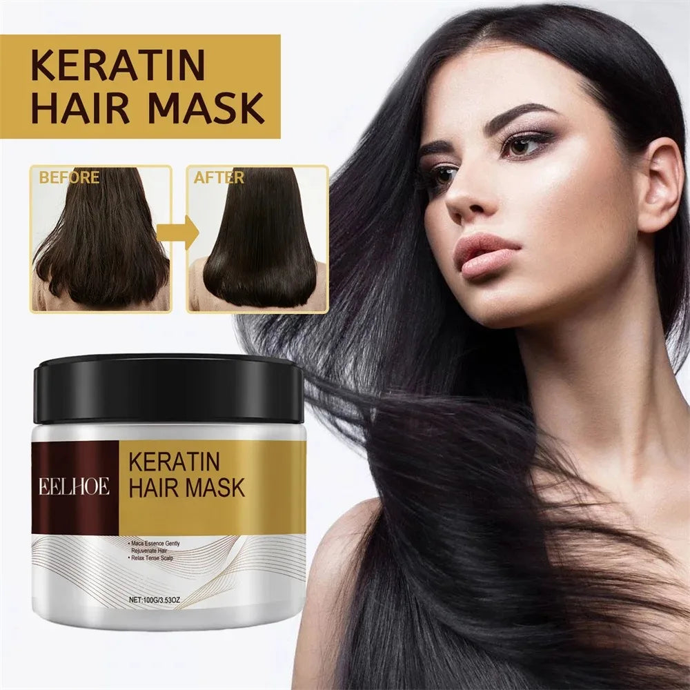 Keratin Care Hair Mask Deep Nourishing Moisturizing Repair Dry Frizz Damaged Conditioner Smoothing Hair Long-Lasting Shine Care