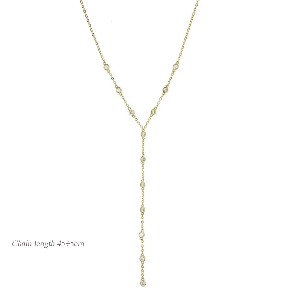 New Arrived Long Tassel With Slippy Bar Bling Round Oval Triangle CZ Setting Women Unique Bracelet Wrap One's Finger Jewelry