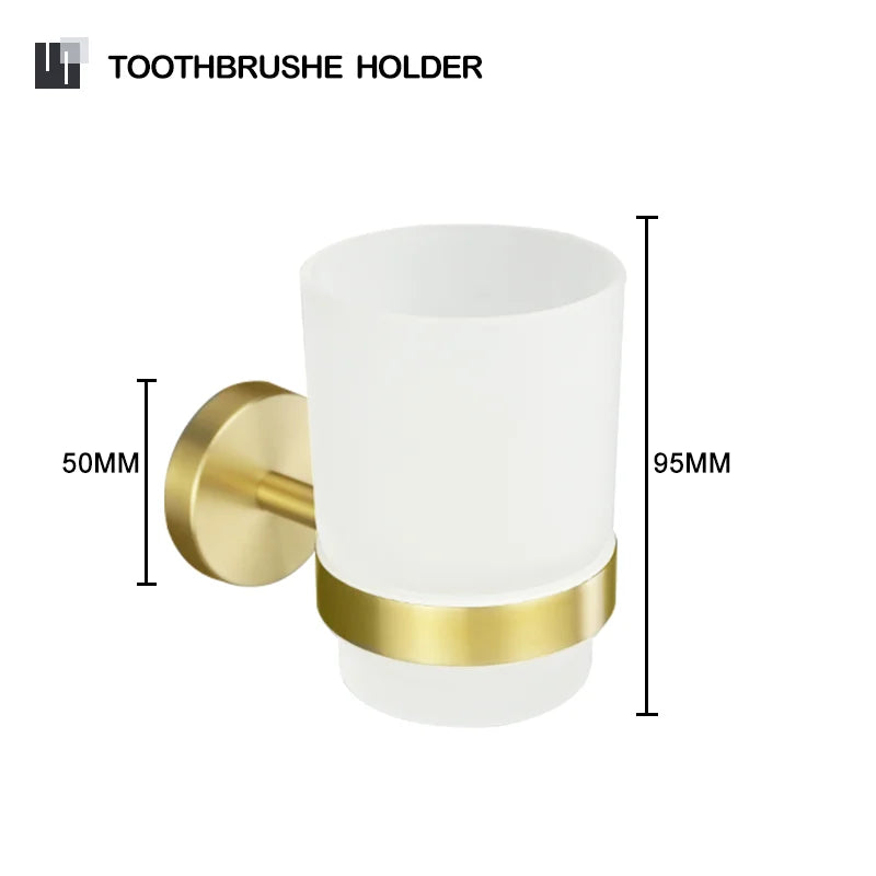 Brushed Gold Bathroom Accessories Set Hardware Kit Wall Mount Hand Towel Bar Rack Toilet Roll Paper Holder Robe Hook Hanger
