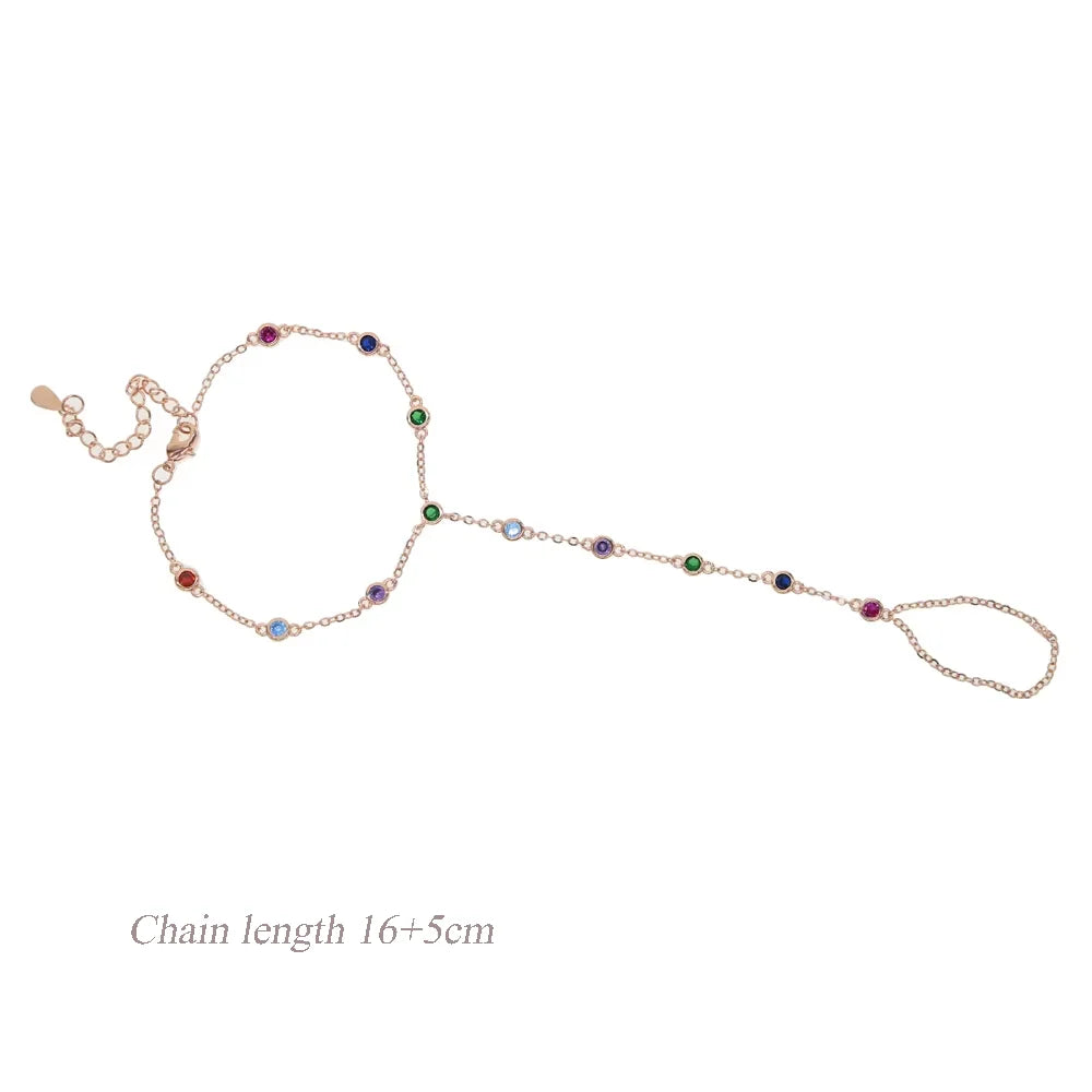 New Arrived Long Tassel With Slippy Bar Bling Round Oval Triangle CZ Setting Women Unique Bracelet Wrap One's Finger Jewelry