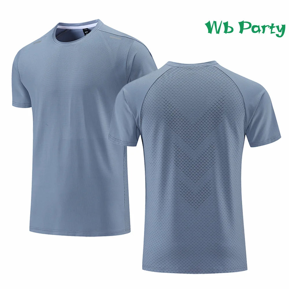 Fitness T shirt Men Fashion Short Sleeve Tee Men's Clothing Gym T-shirt Summer Breathable T-shirts for Men Polyester O-Neck Tops