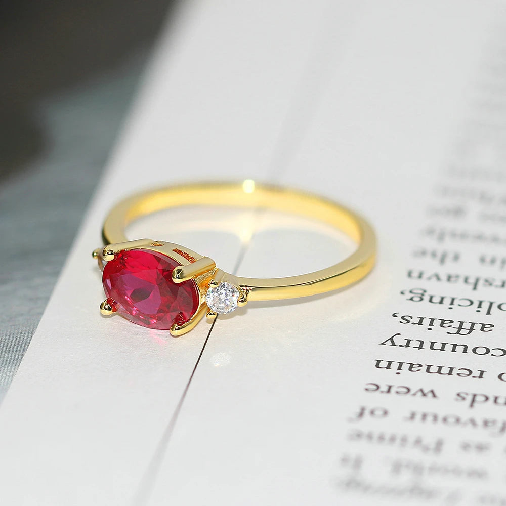 Wedding Rings For Women Simple Multicolor Oval Zircon Light Gold Color Wholesale Bride Jewelry Friendship Gift R865