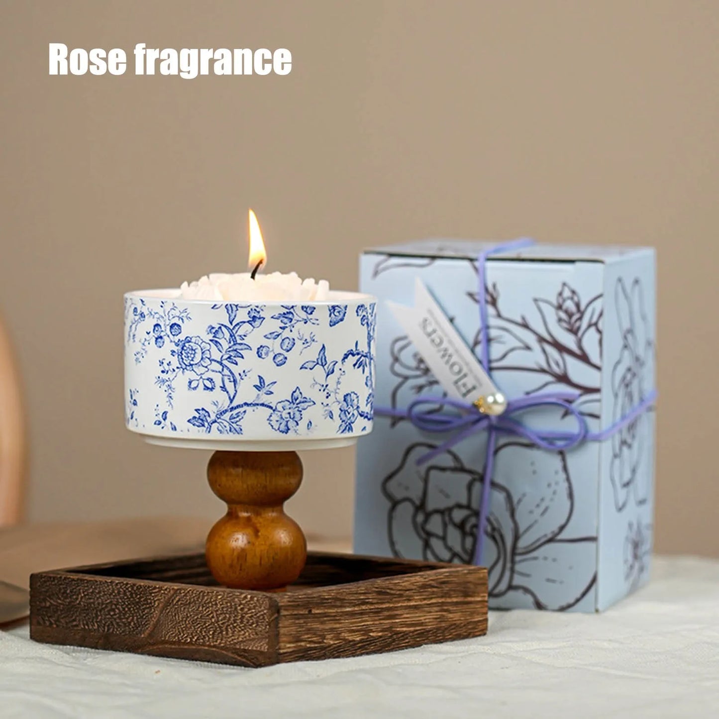 Camellia scented candle with gift box Creative Camellia Aromatherapy Candle Gift Box Set for Senior Birthday Gift New Year Gift