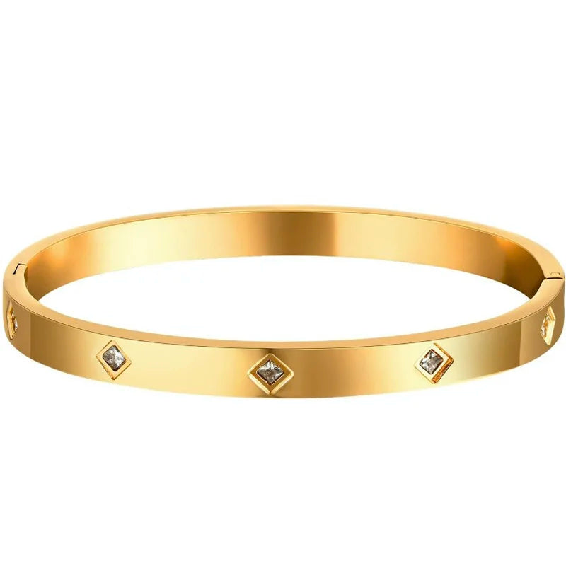 Womens Gold Bracelets Bangle 18K Gold Plated Love Cubic Zirconia Bangle Crystal Friendship Jewelry Party Birthday Gift for Her