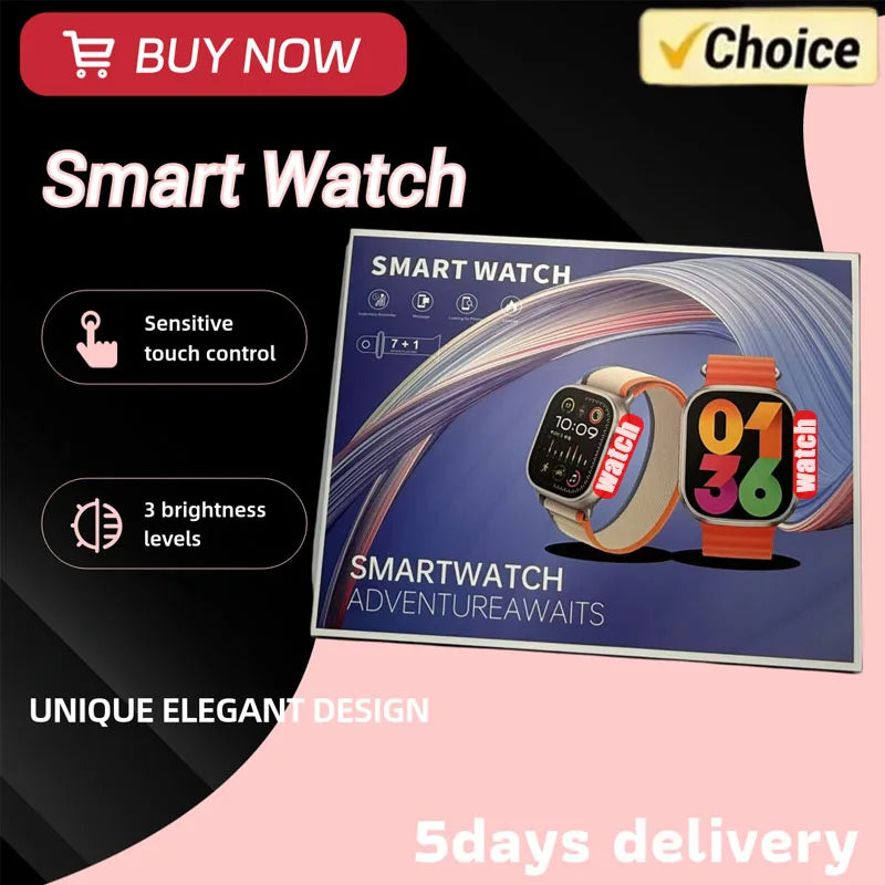 2025 New A100 Amoled Square Smartwatch with 7 Straps, Waterproof Bluetooth Calling, Heart Rate Monitoring Function