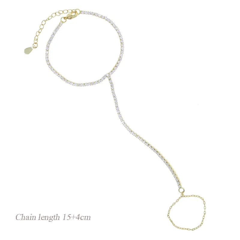 New Arrived Long Tassel With Slippy Bar Bling Round Oval Triangle CZ Setting Women Unique Bracelet Wrap One's Finger Jewelry