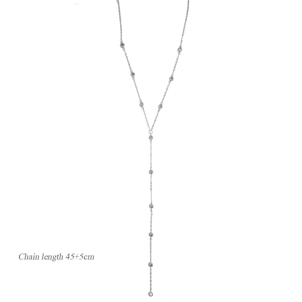 New Arrived Long Tassel With Slippy Bar Bling Round Oval Triangle CZ Setting Women Unique Bracelet Wrap One's Finger Jewelry