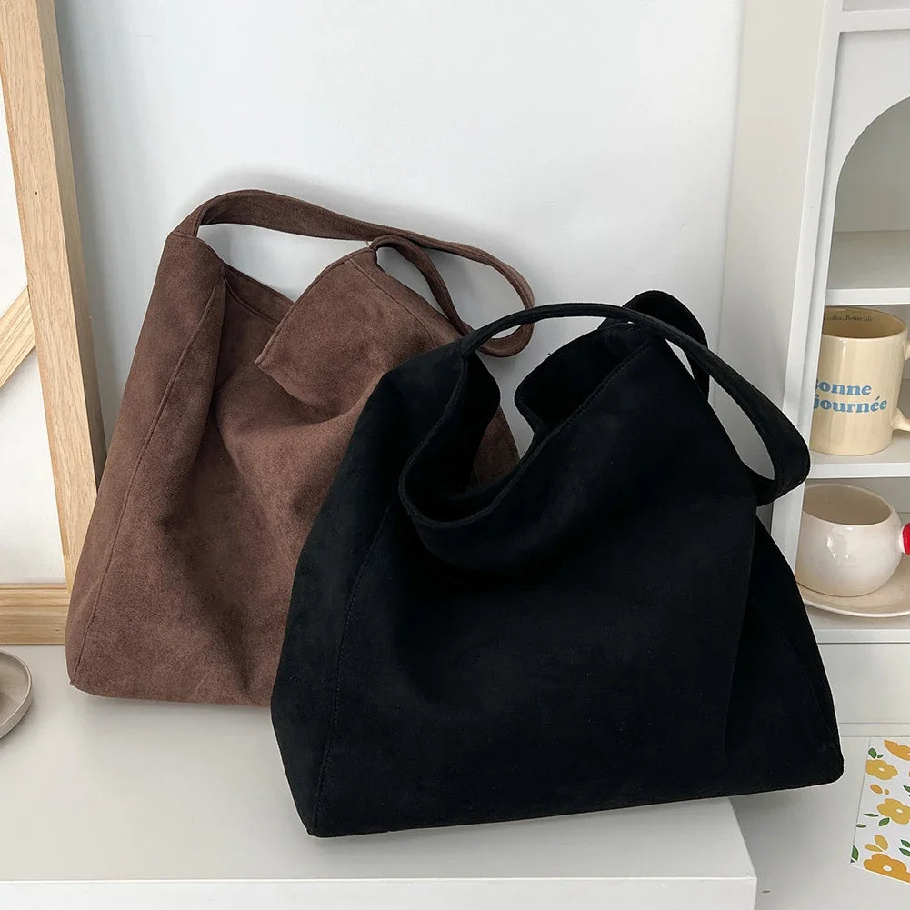 Women Large Capacity Shoulder Bag Stylish Tweed Fabric Work Tote Bag Casual Handbag for Daily Office Use Solid Color Handbag